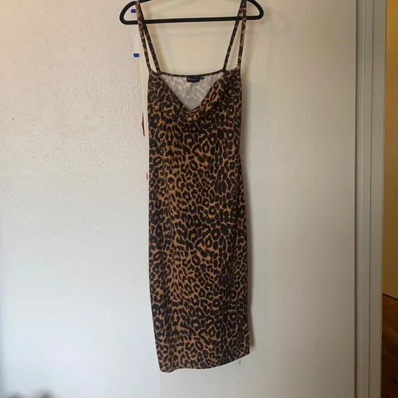 knee length dresses for ladies Eleni Leopard Print Midi Dress